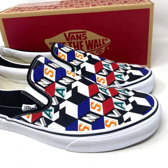 VANS Classic Slip On Casual Multi Black Canvas Men’s Sneakers Skate VN0A33TB42X - Picture 8 of 11